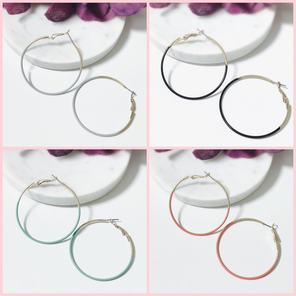 Set of 4:  Color Coated 50mm Hoop Earrings